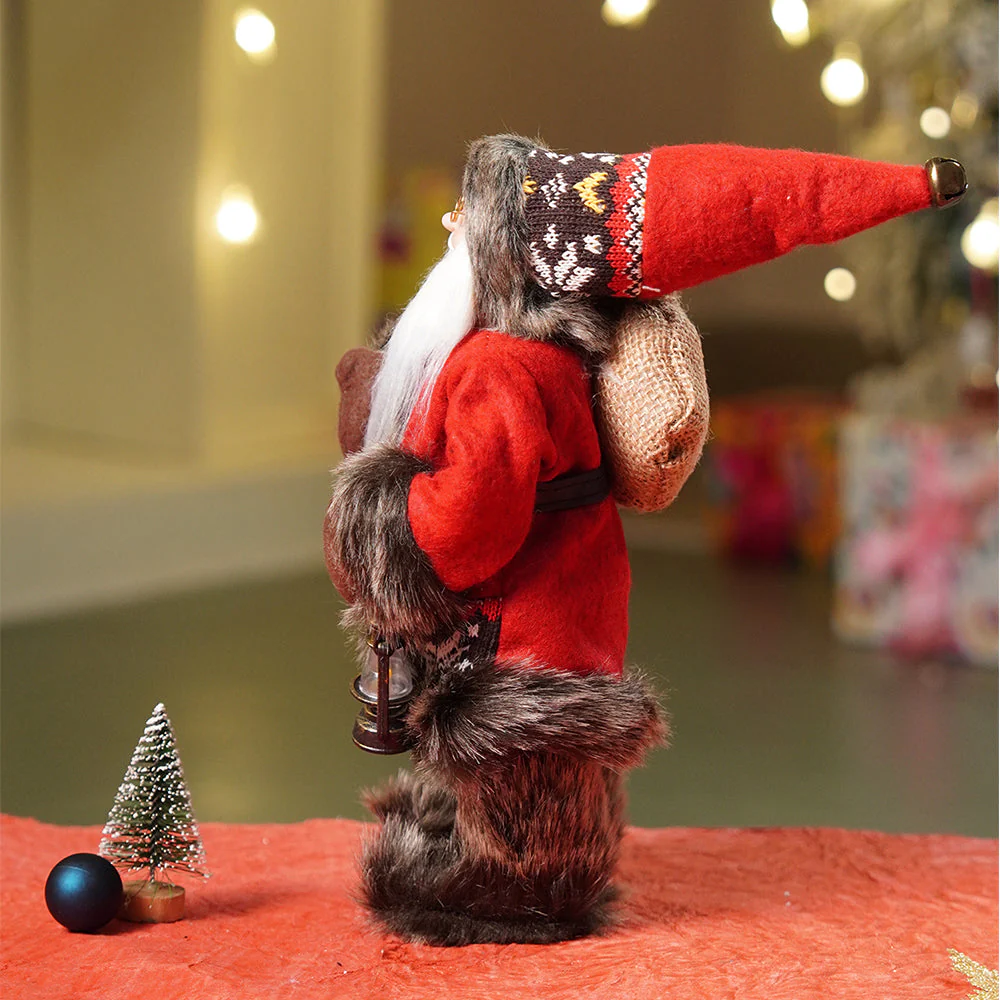 12 inches Dark Maroon & Grey Santa Christmas Home & Table Décor - Image 5