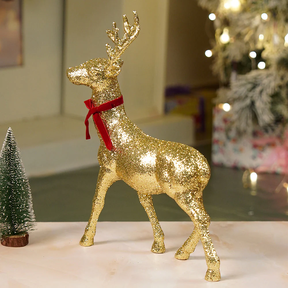 15 inches Gold shimmer Reindeer Christmas Décor and Decoration - Image 3