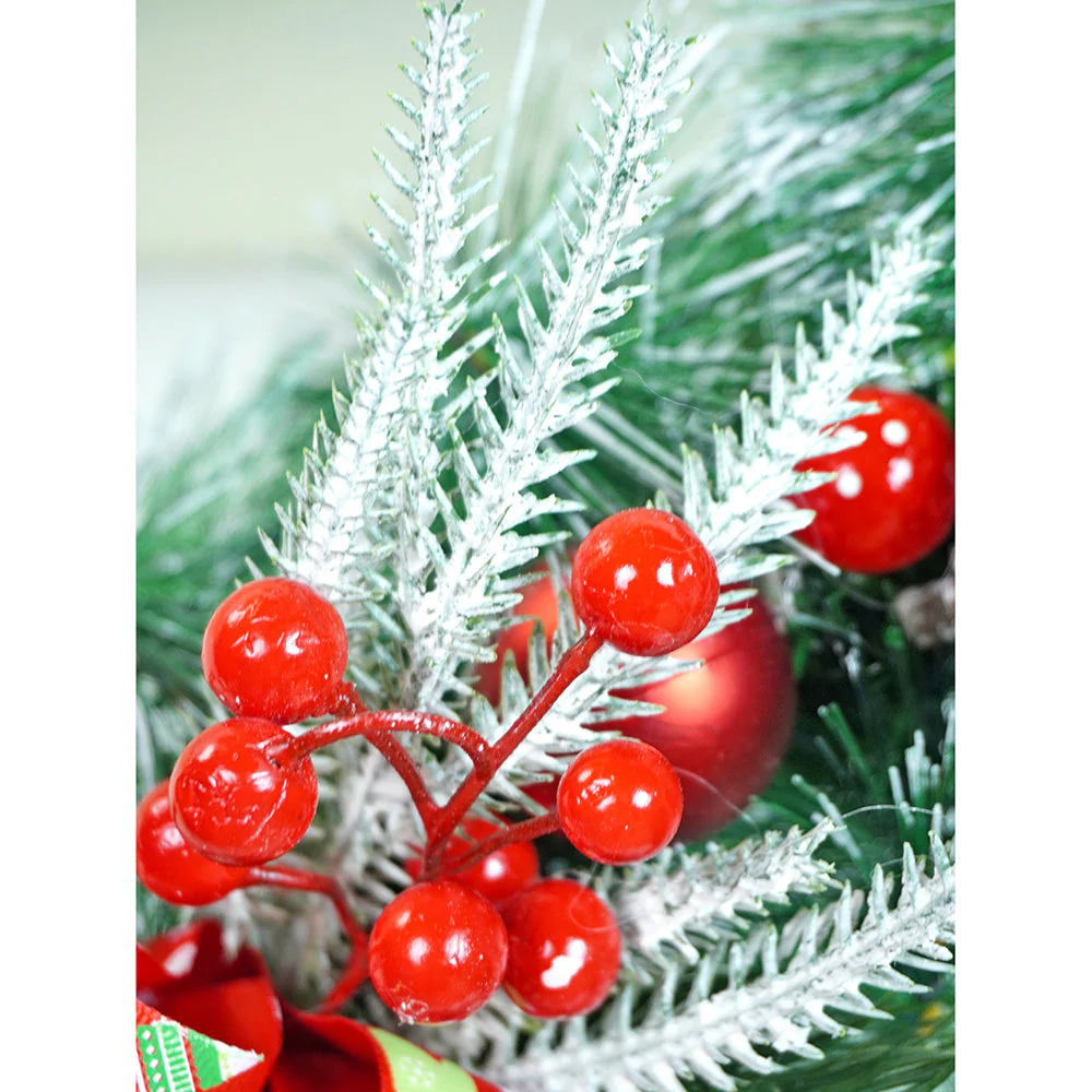 16 inches Double Bow Snowman Face Artificial Christmas wreath for Door Wall & Christmas Décor - Image 8