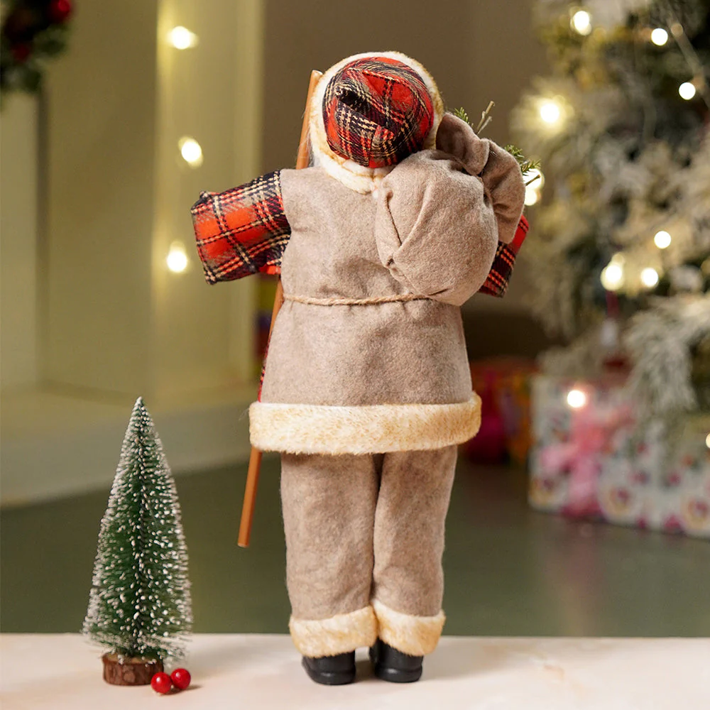 17.5 inches Beige Furry Coat Santa Christmas Home & Table Décor - Image 5