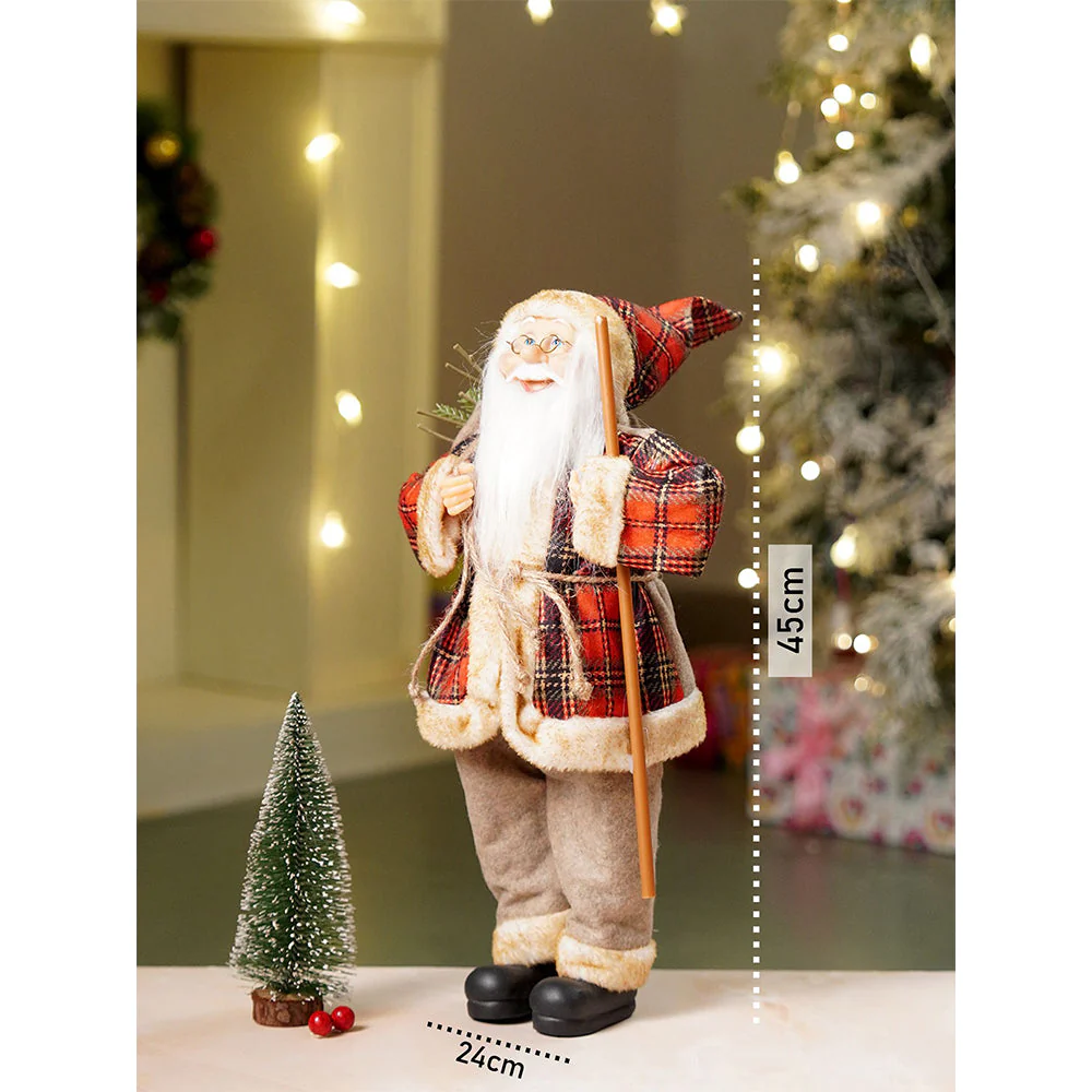 17.5 inches Beige Furry Coat Santa Christmas Home & Table Décor - Image 7