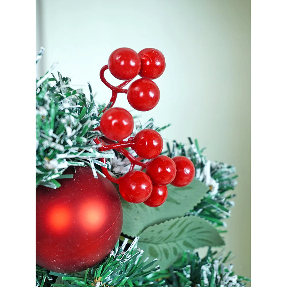 22 inches Bushy Frosty Big Red Gold Bow Snowman with heavy fillers Artificial Christmas wreath for Christmas Décor - Image 6