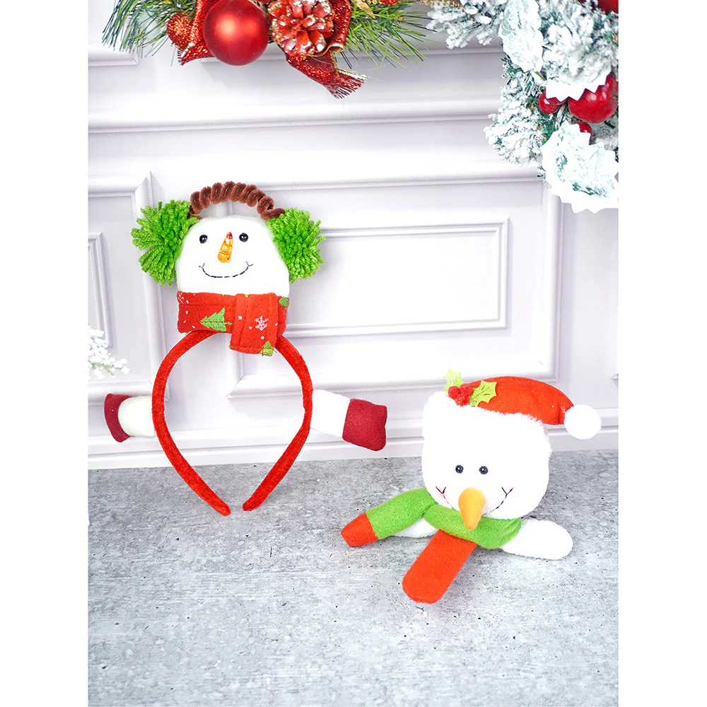 2pcs 3d Snowman Christmas Hairband and Snowman Wrist Band Combo set for Kids and Adults (Free Size) - Image 2