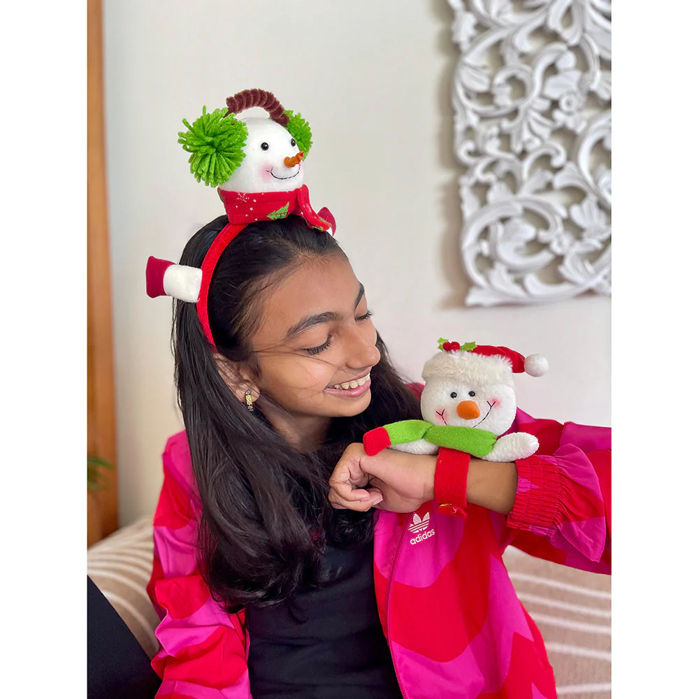 2pcs 3d Snowman Christmas Hairband and Snowman Wrist Band Combo set for Kids and Adults (Free Size) - Image 4
