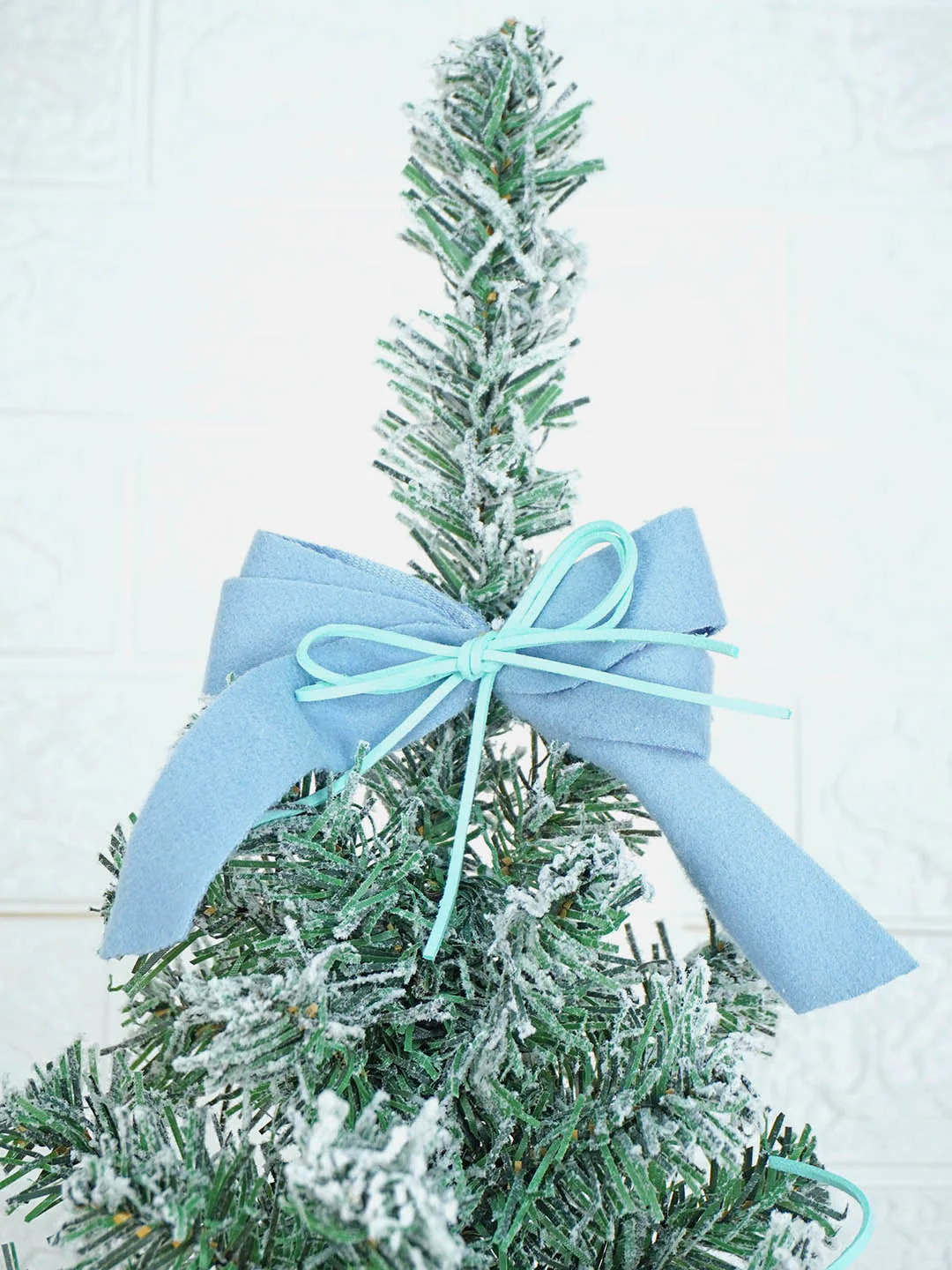 3 feet Pastel Blue Swirl Snowy Bushy Christmas Tree readily filled with ball ornament and Fillers - Image 3