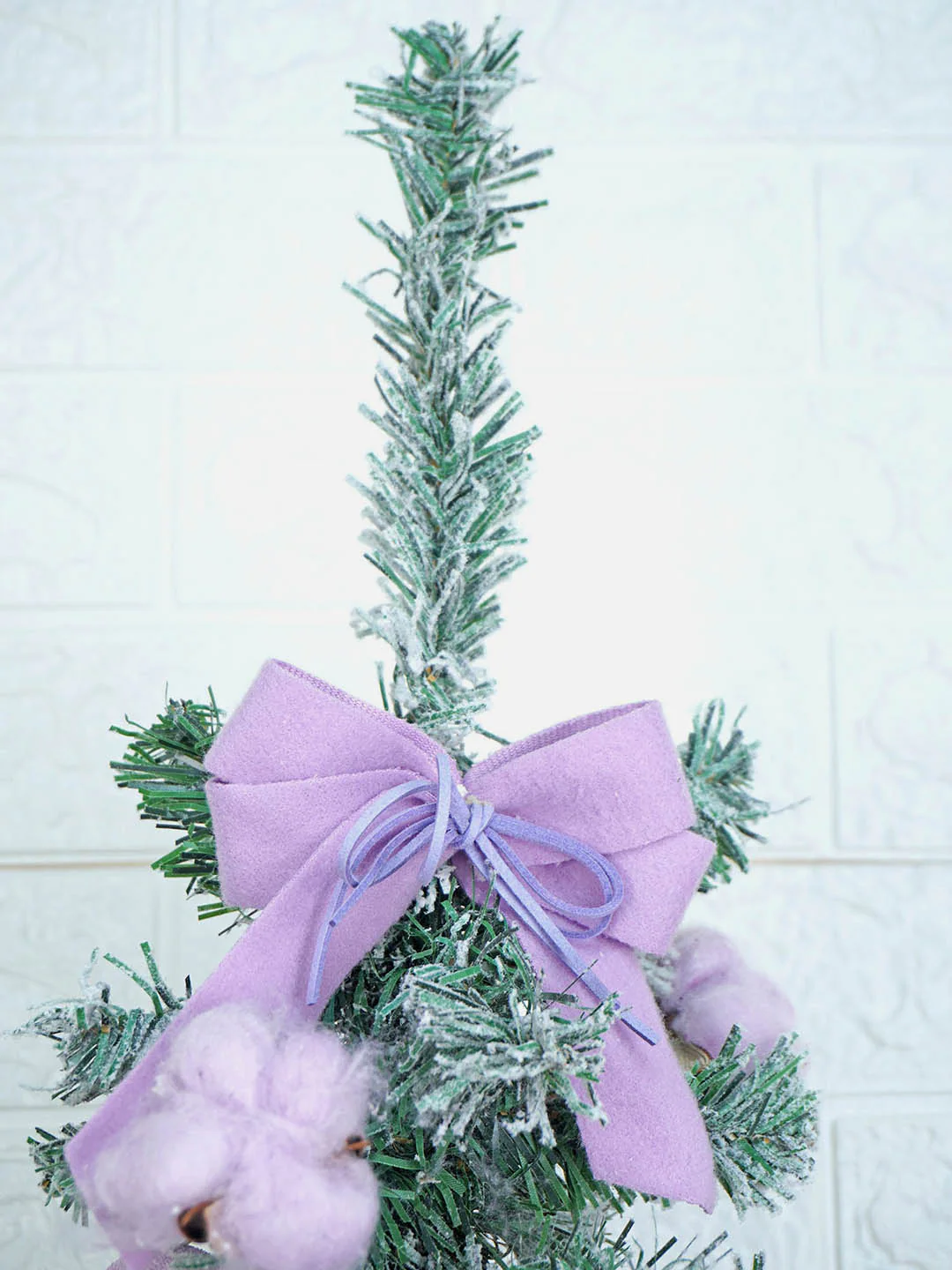 3 feet Pastel Purple Swirl Snowy Bushy Christmas Tree filled with balls and ornament Fillers - Image 8