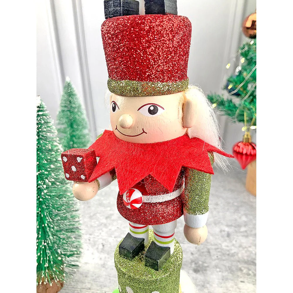 3 Tier Stacked Wooden Elves Christmas Table Décor - Image 2