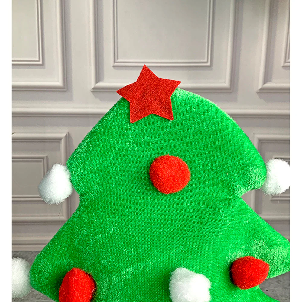3d Green Pompom Christmas Tree shaped Velvet Plush Christmas Party Hat - Image 6