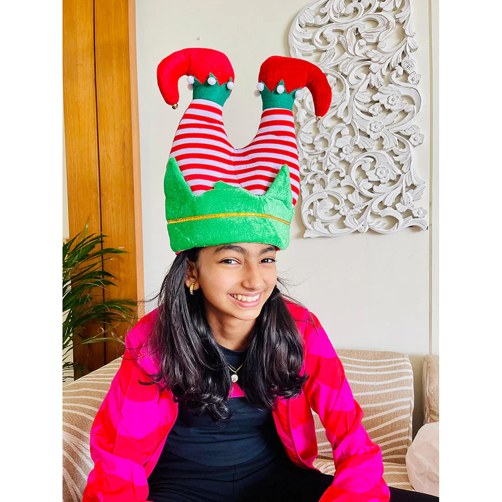 3d Inverted Elf Legs Plush Christmas Party Hat - Image 2