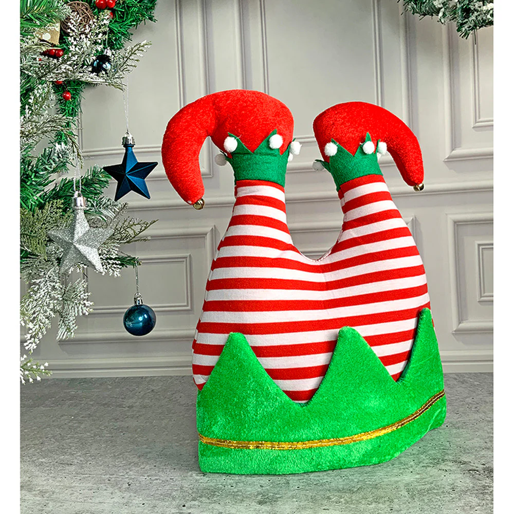 3d Inverted Elf Legs Plush Christmas Party Hat - Image 3