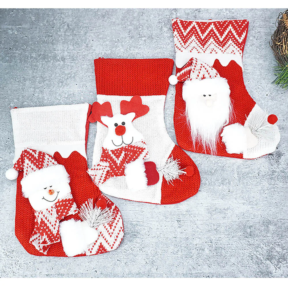 3pcs combo Mini 10 inches 3d Stockings for gifts and Christmas Décor