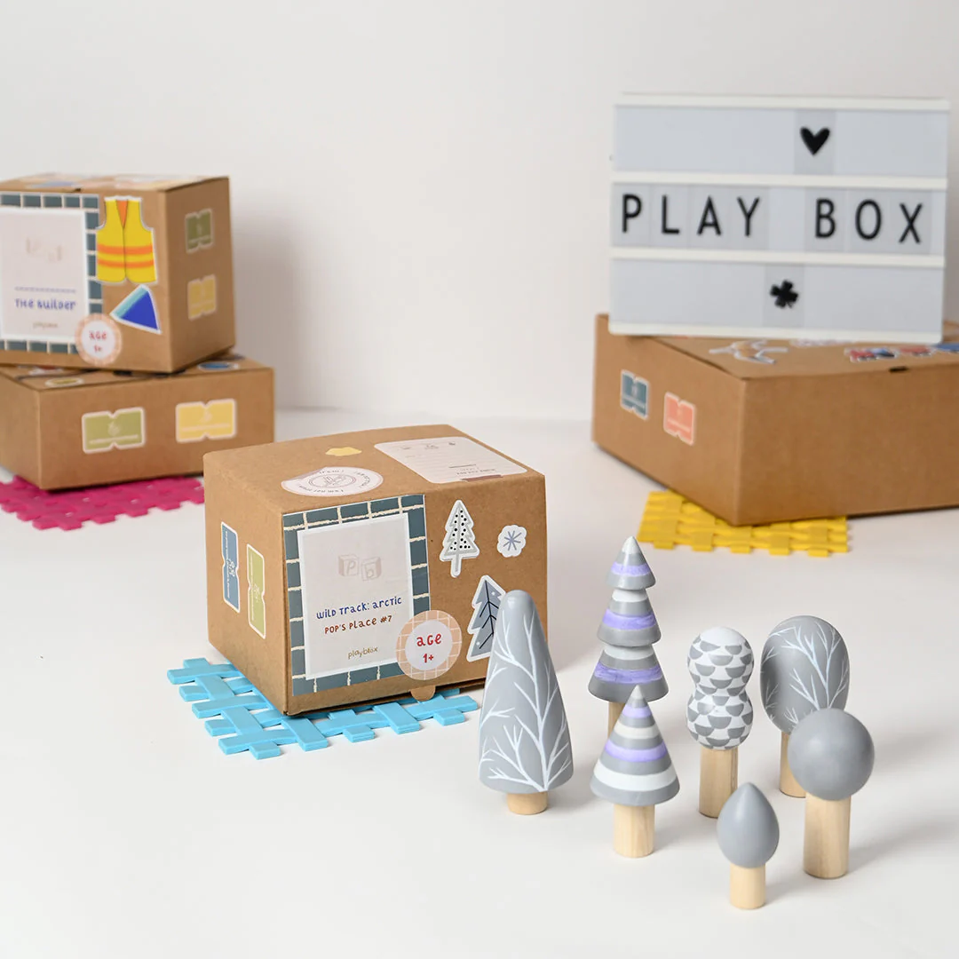 5 Arctic Trees | Playbox 7Pcs Wooden Arctic Tree Toy Set Wooden Forest Various Sizes Pretend Play Natural Wood Trees Creative Children's Arts Toy (Pack of 1)