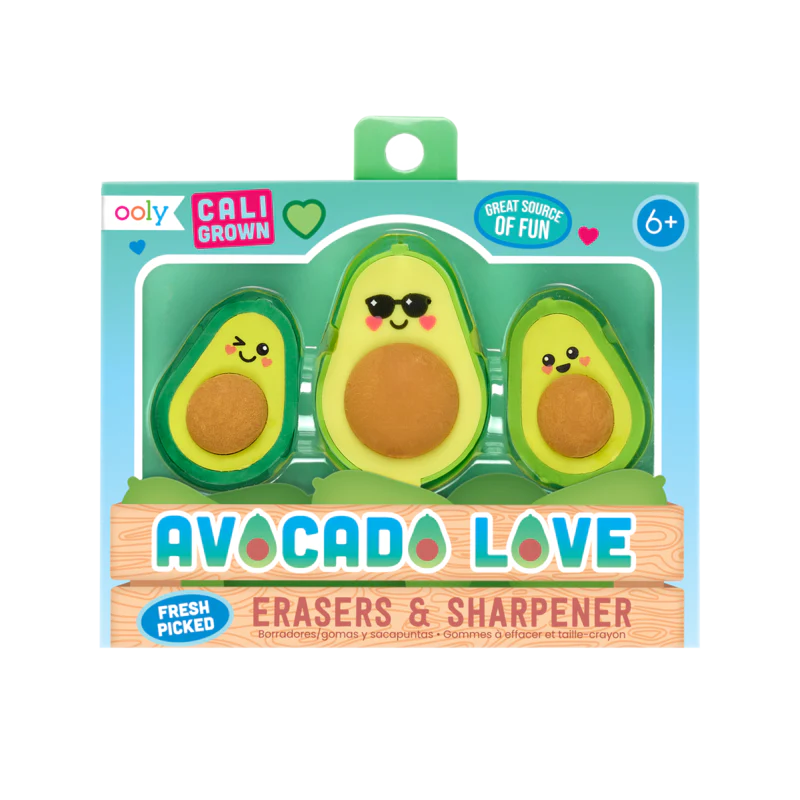 Avocado Love Eraser and Sharpener - set of 3