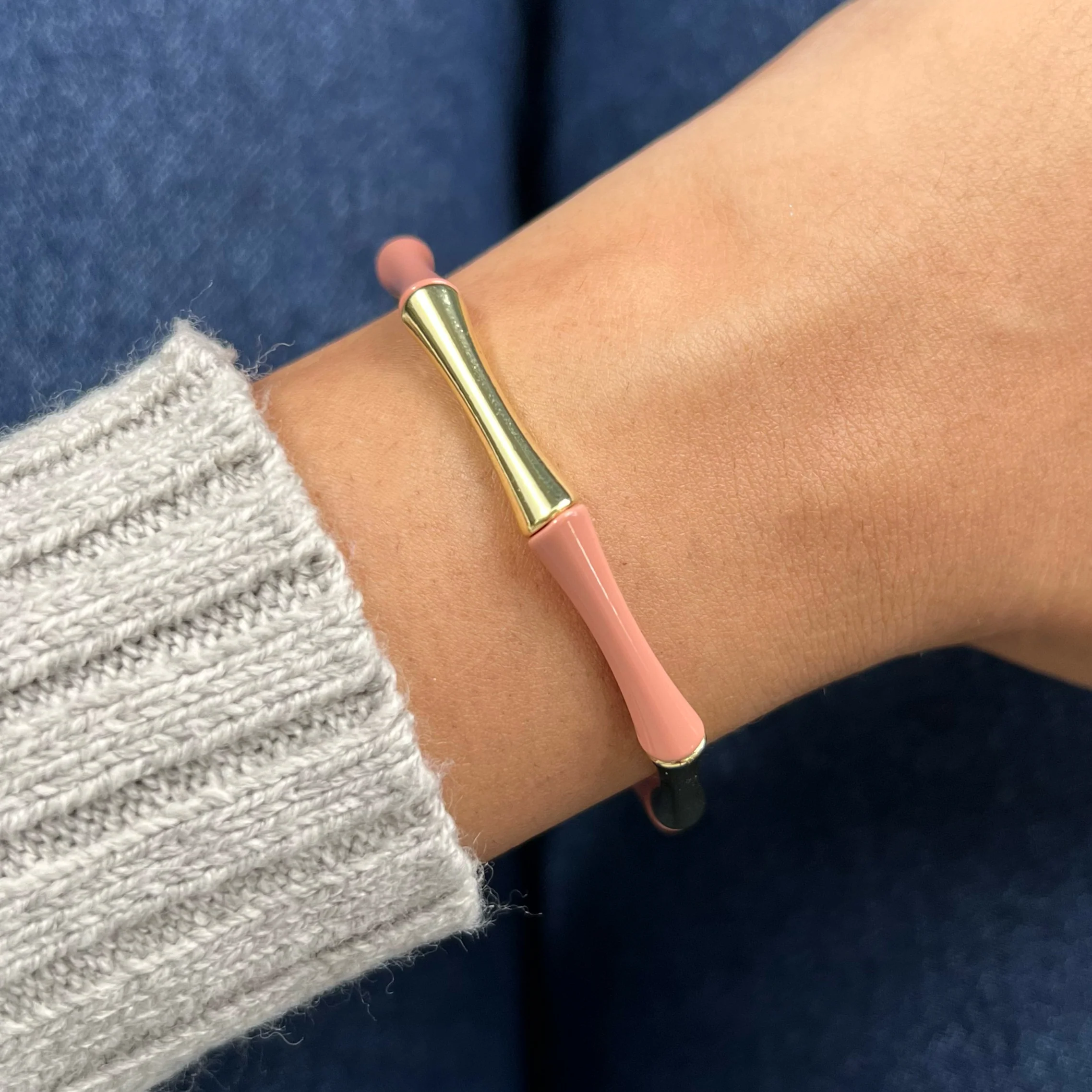 Bamboo Enamel Bracelet | Tan & Gold - Image 2