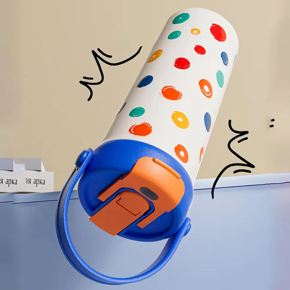 Blue & Multi polka, soft silicone handle series, Stainless Steel Tumbler and Water Bottle for kids, Teens and Adults, 650ml - Image 2