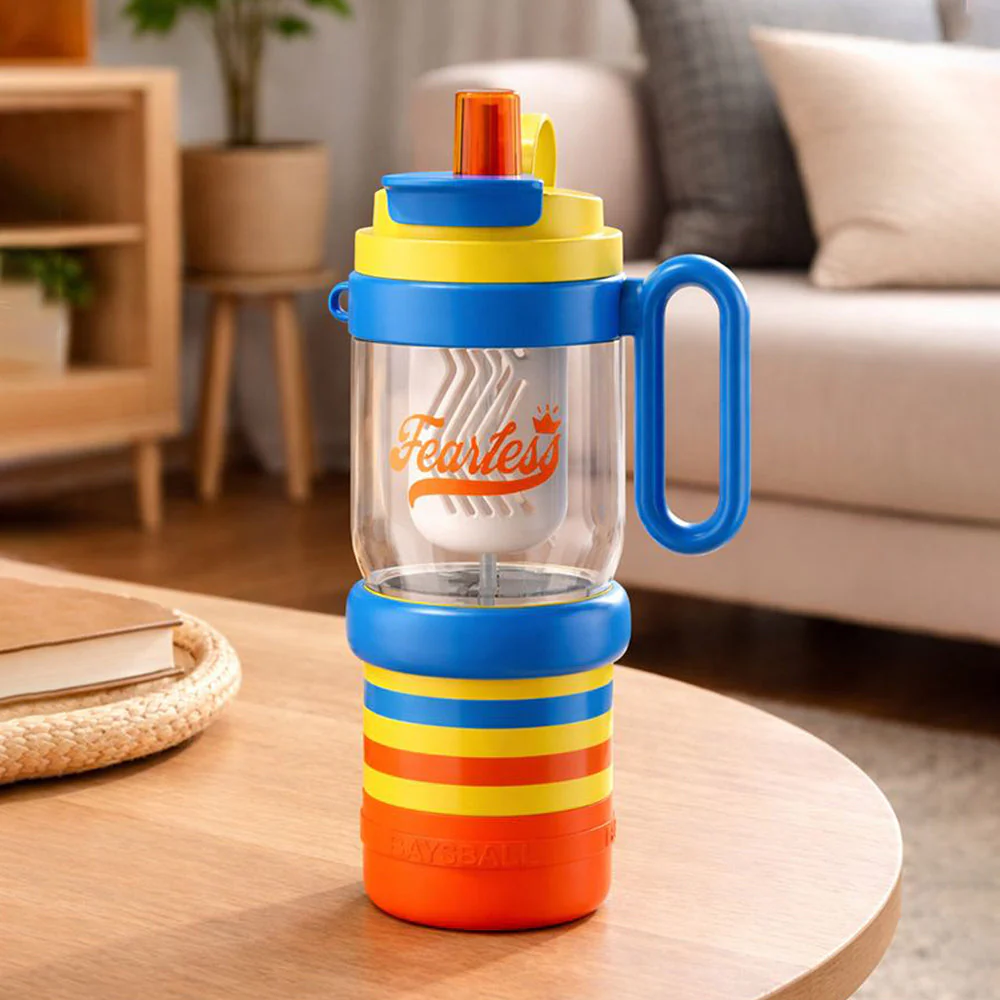 Blue Orange 4 in one Water Bottle , infuser & mini snack box for teens and Adults, 1000ml