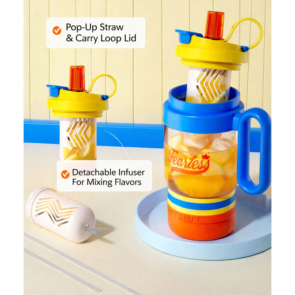 Blue Orange 4 in one Water Bottle , infuser & mini snack box for teens and Adults, 1000ml - Image 5