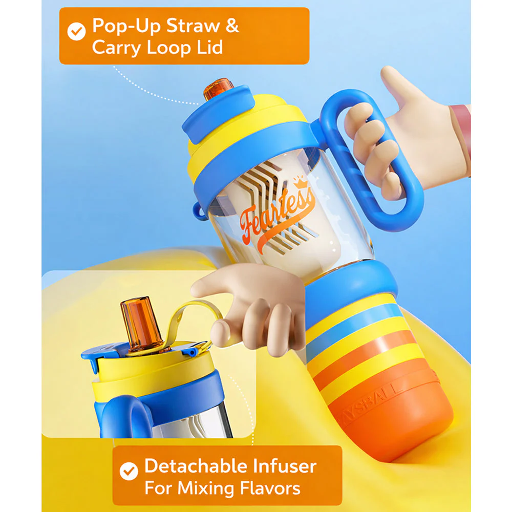 Blue Orange 4 in one Water Bottle , infuser & mini snack box for teens and Adults, 1000ml - Image 7