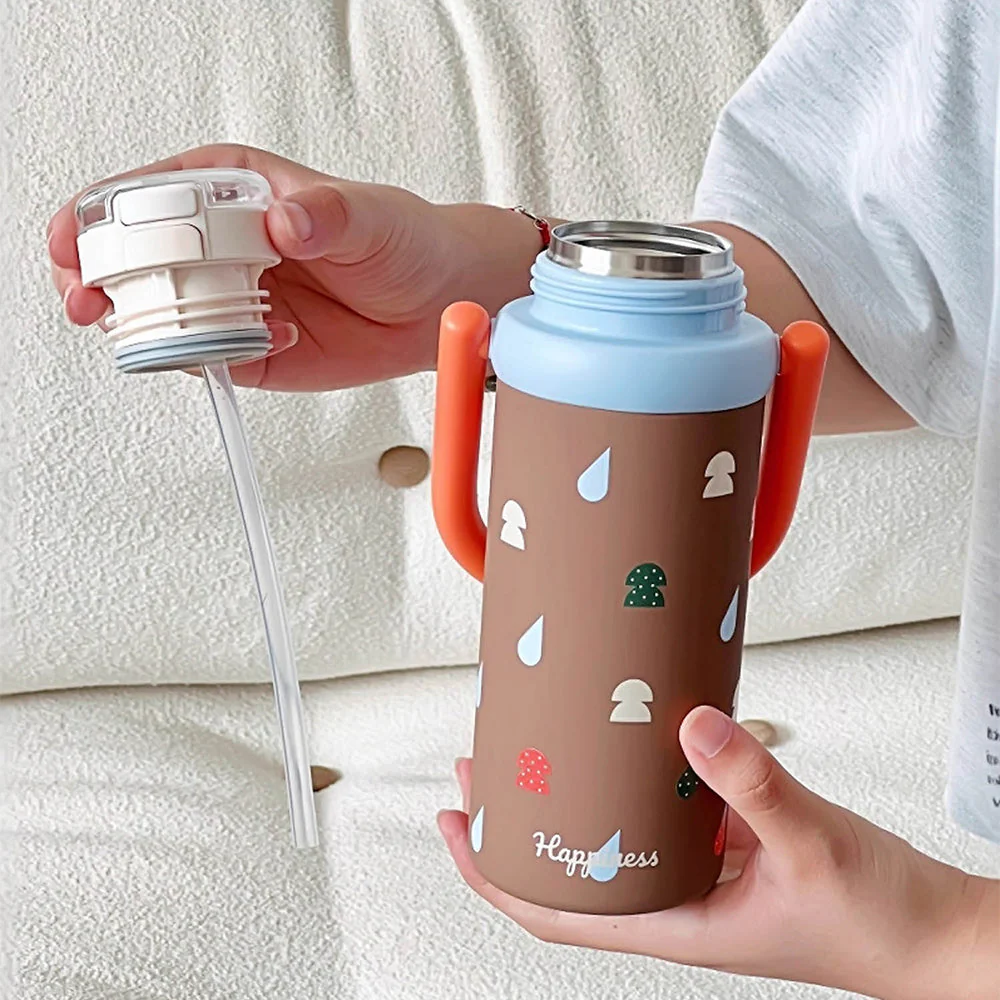 Brown 3Stripes Lid Series, Stainless Steel Kids Water Bottle , 500ml - Image 5