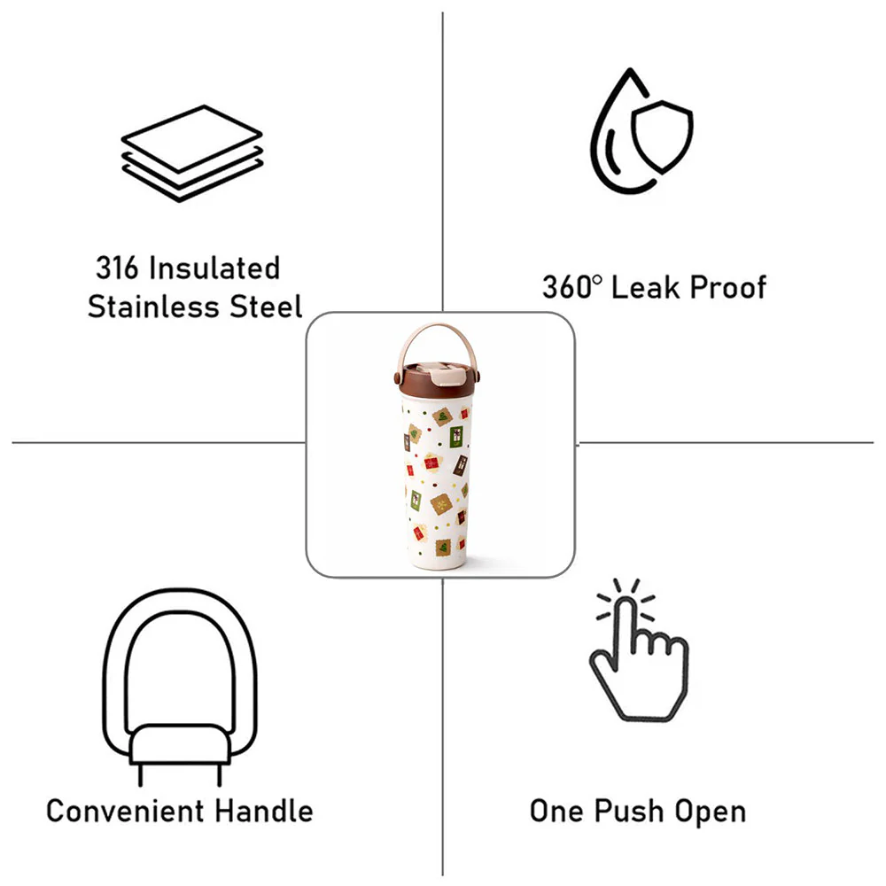 Brown Gift Stamps  soft silicone handle series, Stainless Steel Tumbler and Water Bottle for kids, Teens and Adults, 650 ml - Image 4