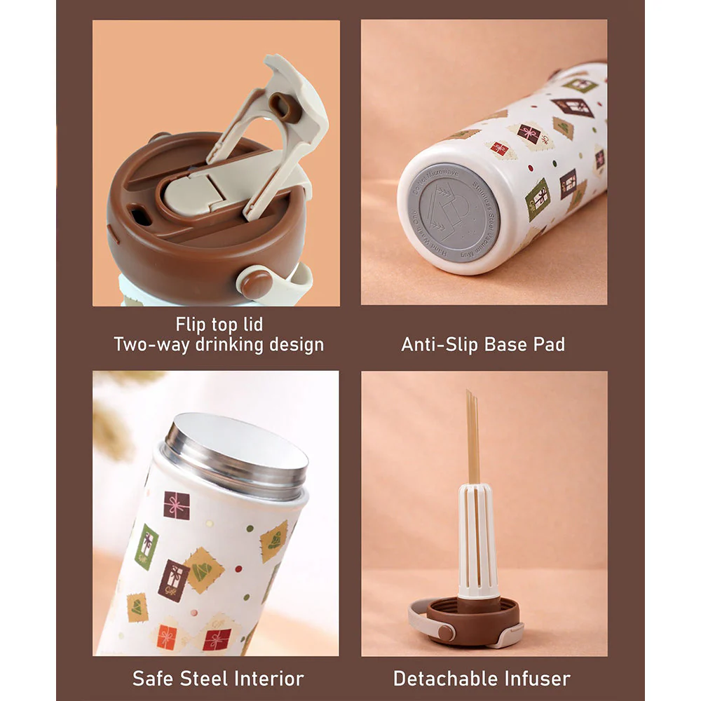 Brown Gift Stamps  soft silicone handle series, Stainless Steel Tumbler and Water Bottle for kids, Teens and Adults, 650 ml - Image 5