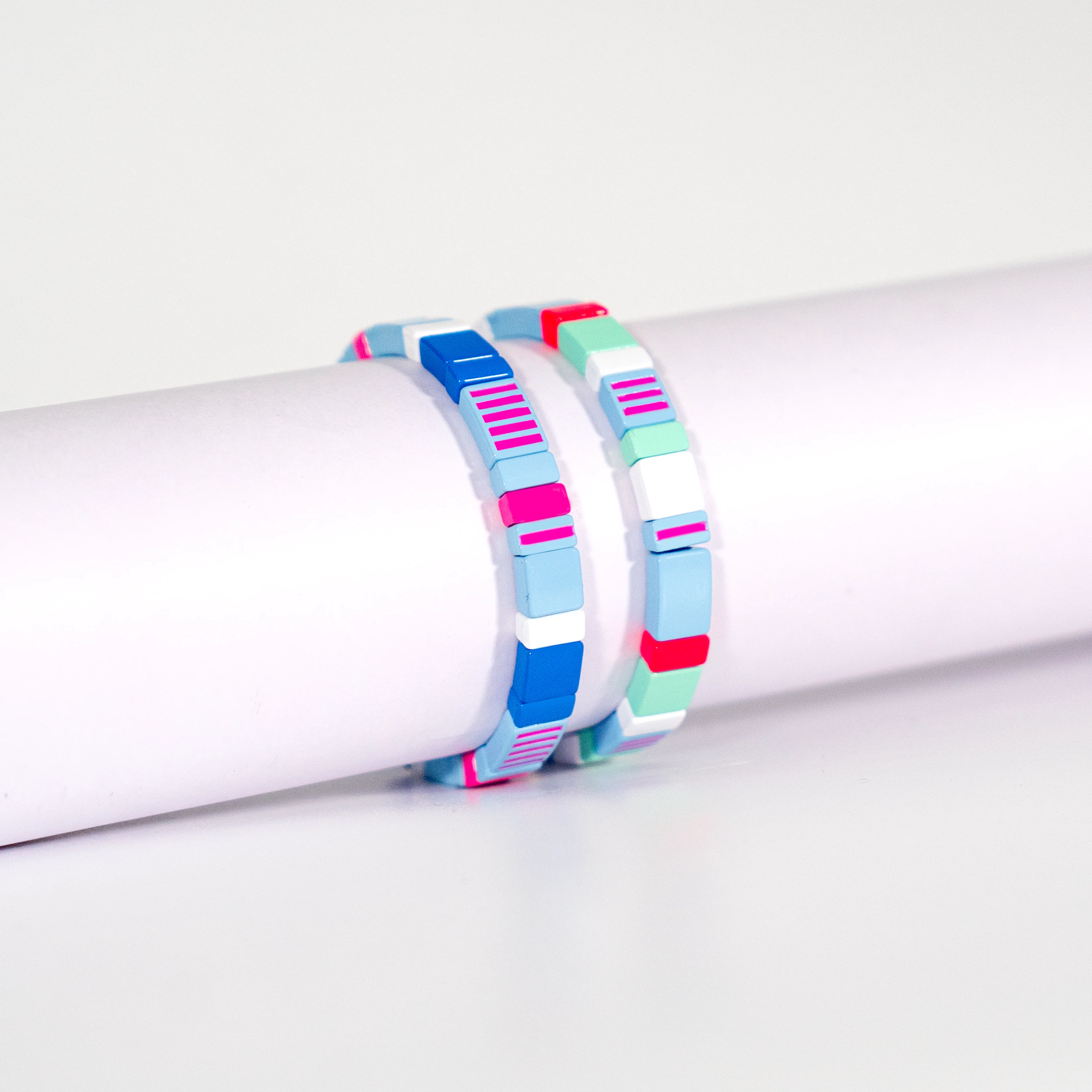 Candy Striped Enamel Bracelet | Mint - Image 3