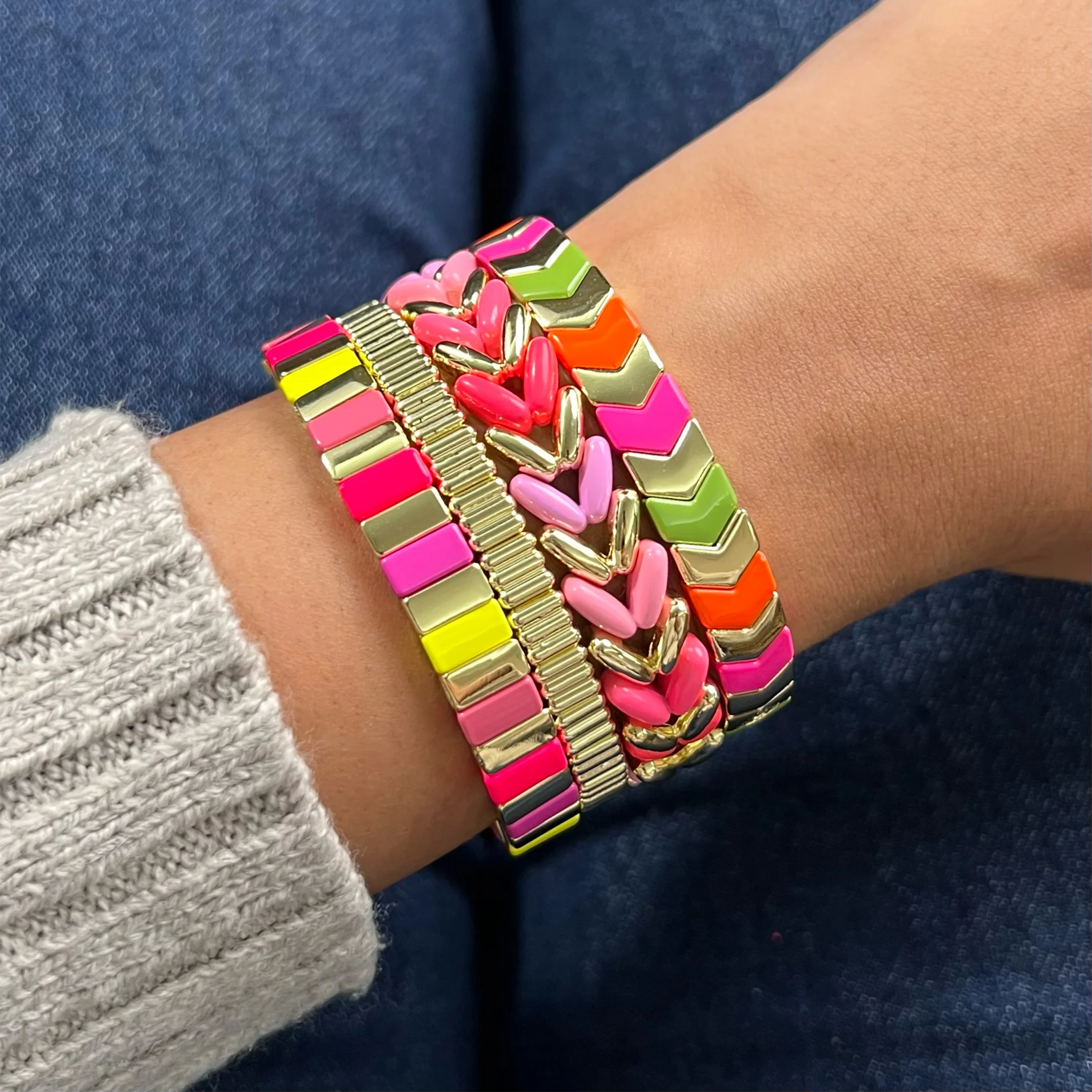 Classic Enamel Bracelet | Pop Pink & Yellow - Image 3