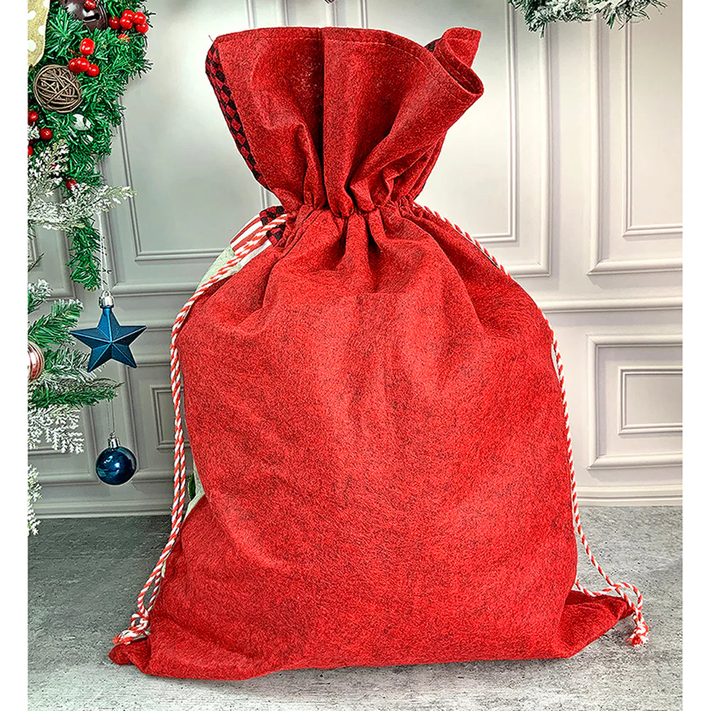 Deer Red & Grey Checks Christmas Sack - Image 5