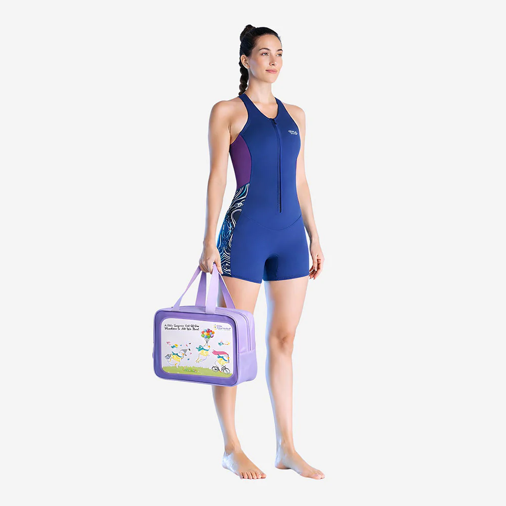 Dive Navy & Purple, Sleevless 2 mm Neoprene Teens & Adults Women's Swimsuit with Free Washbag-Small - Image 6