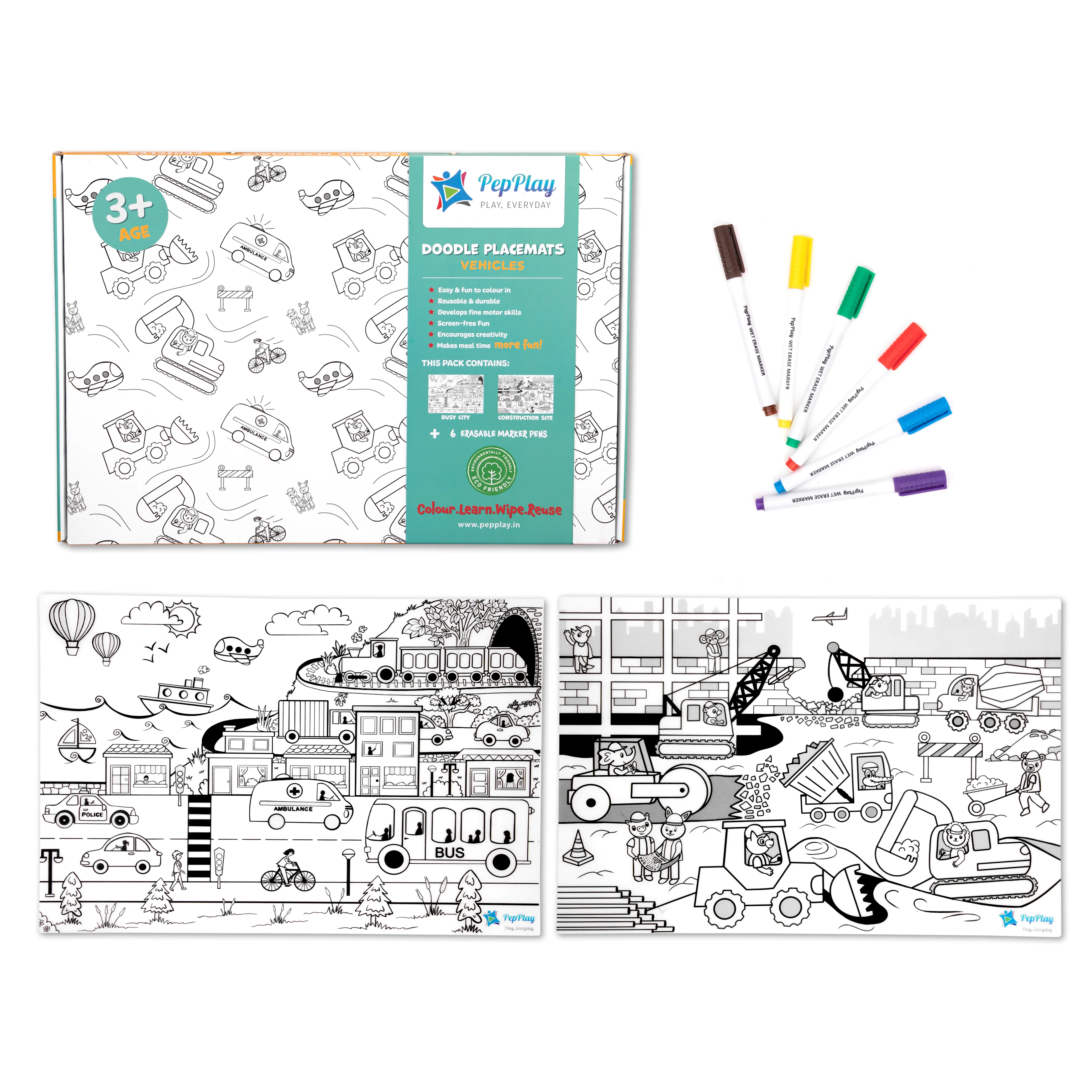 Doodle Placemats Set - Vehicle Series - Image 3