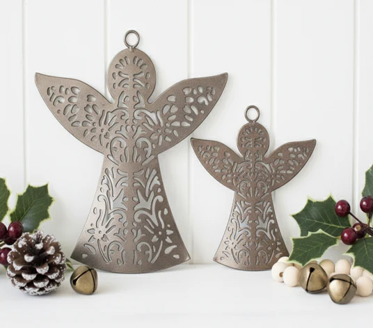ELENA by SWEN, pack of 2 Filigree Peace Angel Christmas Tree Ornaments - Image 2