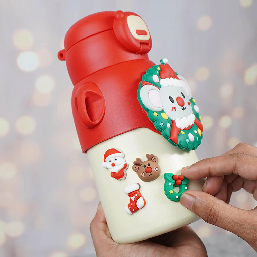 Festive Mouse Christmas themed Stainless Steel water bottle for Toddlers & Kids, 500ml - Image 2