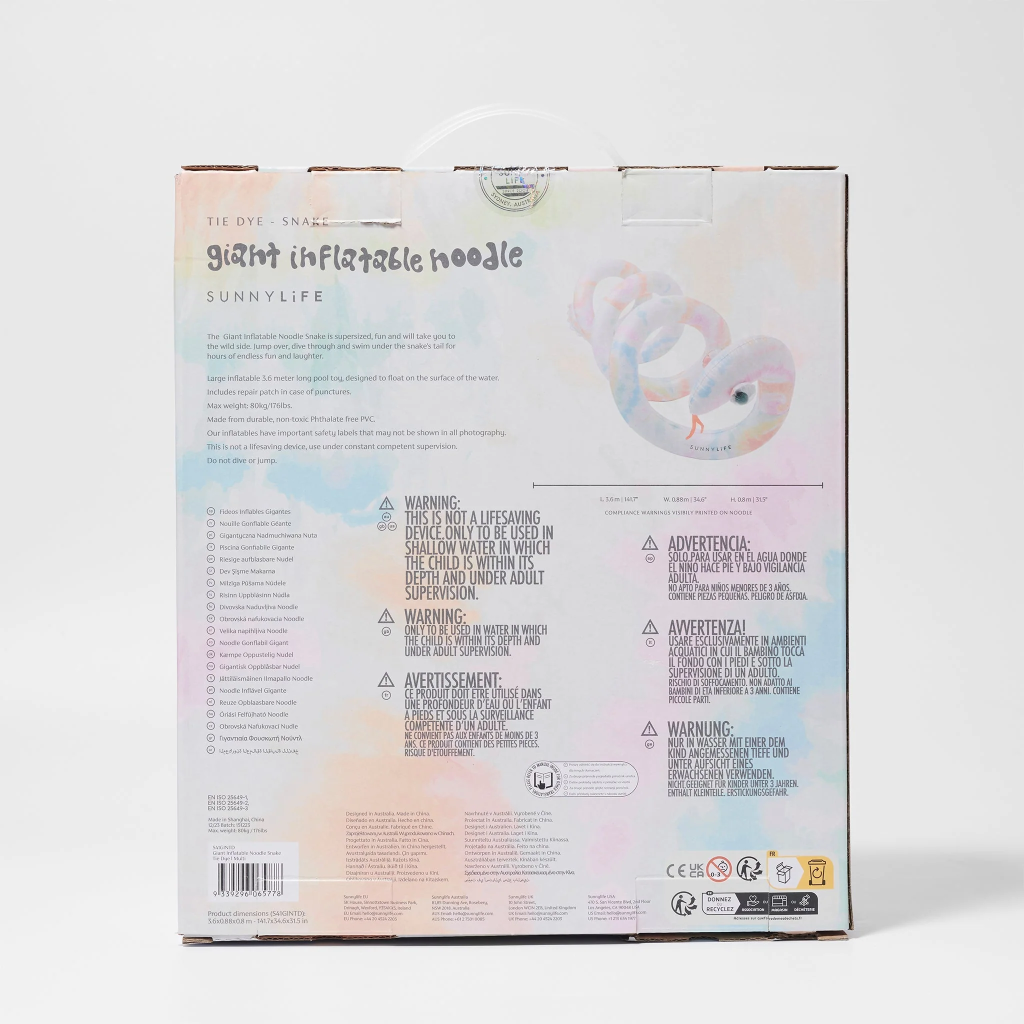 Giant Inflatable Noodle Snake Tie Dye - Image 7