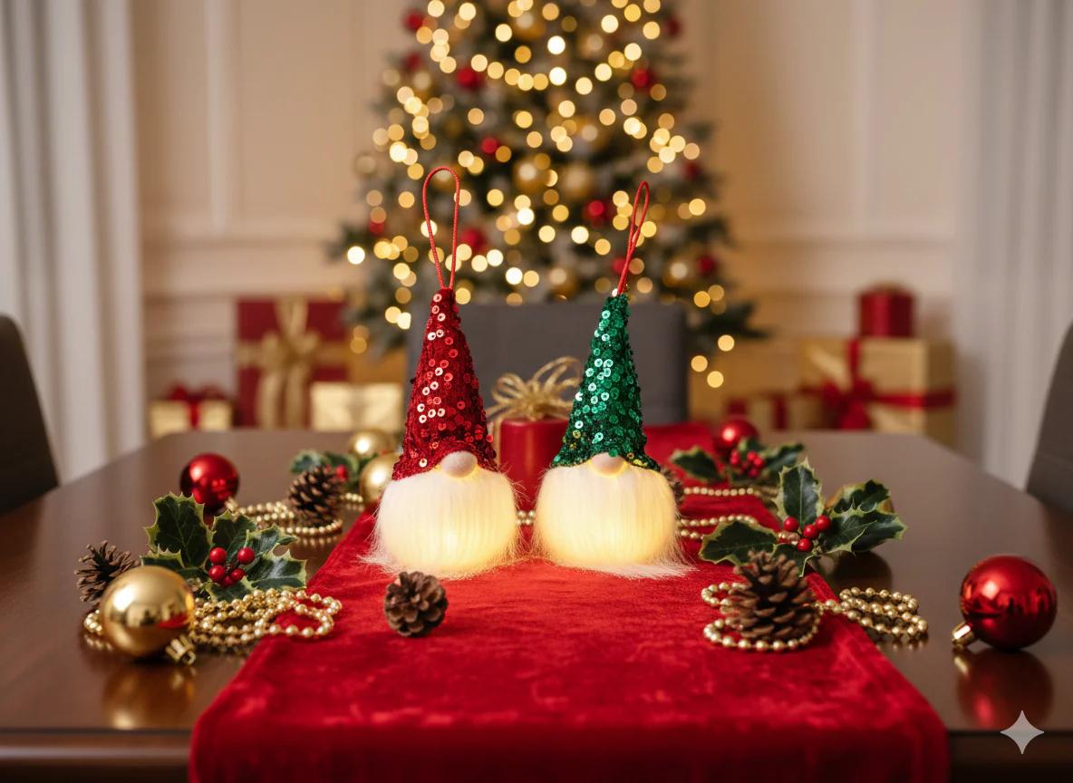 GNOMO, pack of 2 Sparkling Sequin Gnome Figure ornaments by SWEN - Image 4