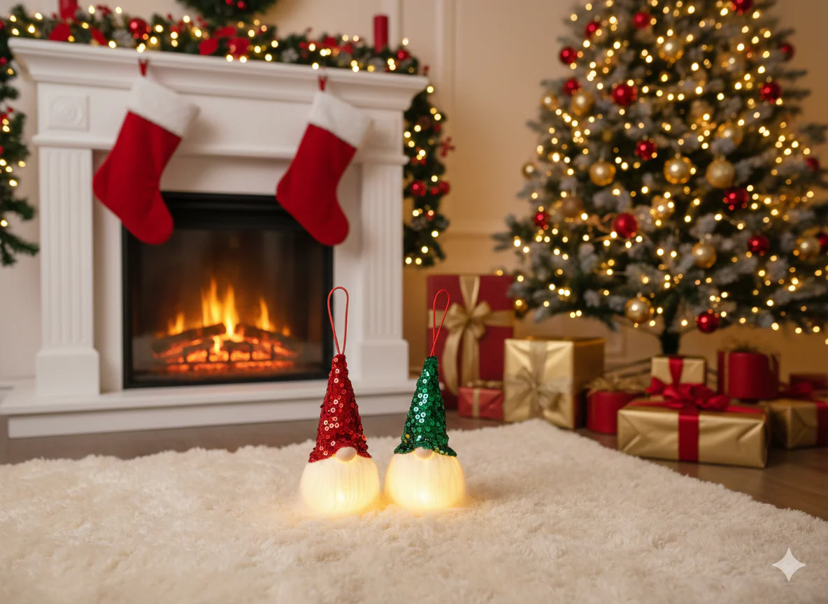 GNOMO, pack of 2 Sparkling Sequin Gnome Figure ornaments by SWEN - Image 5