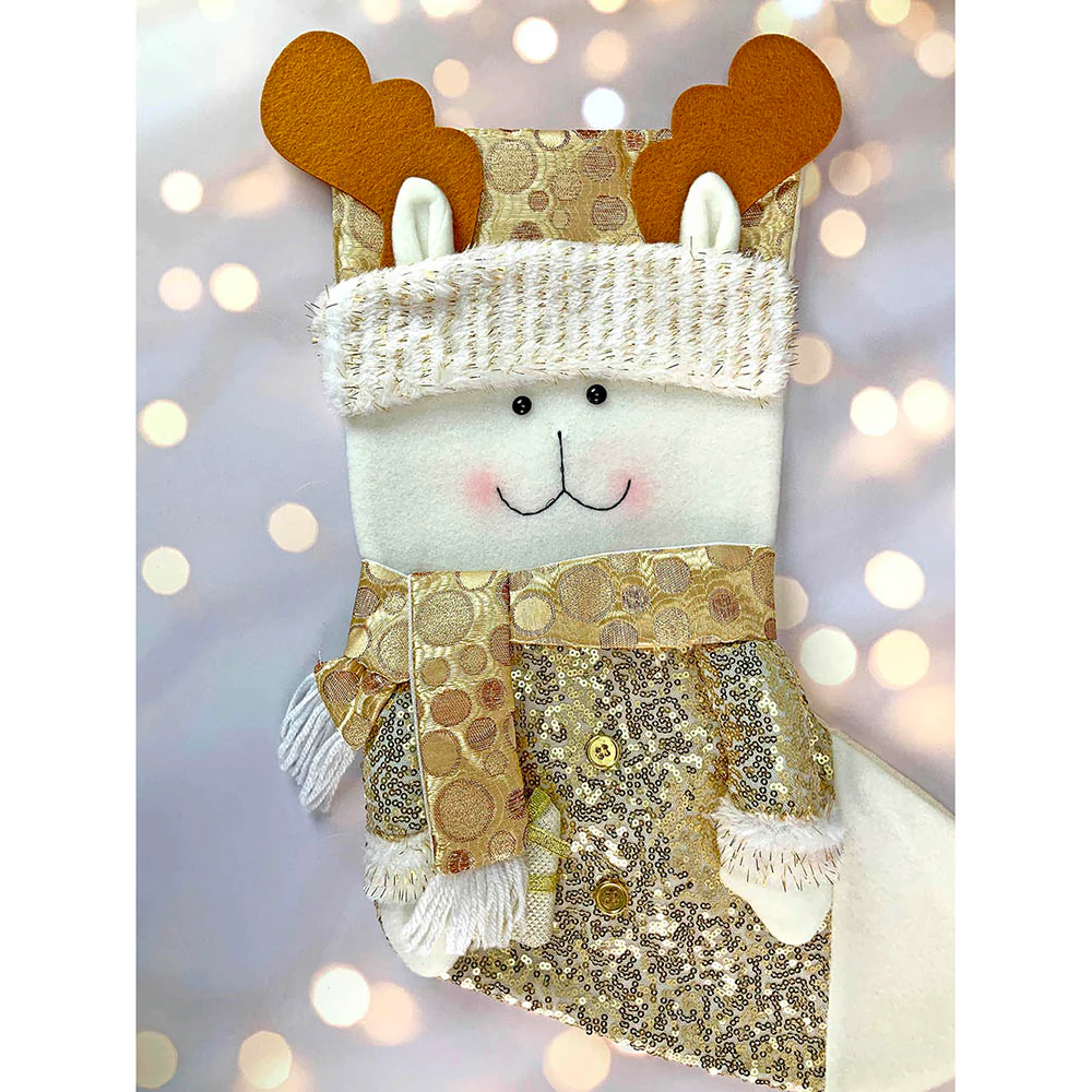 Golden Deer Christmas Stocking, 16 inches - Image 3
