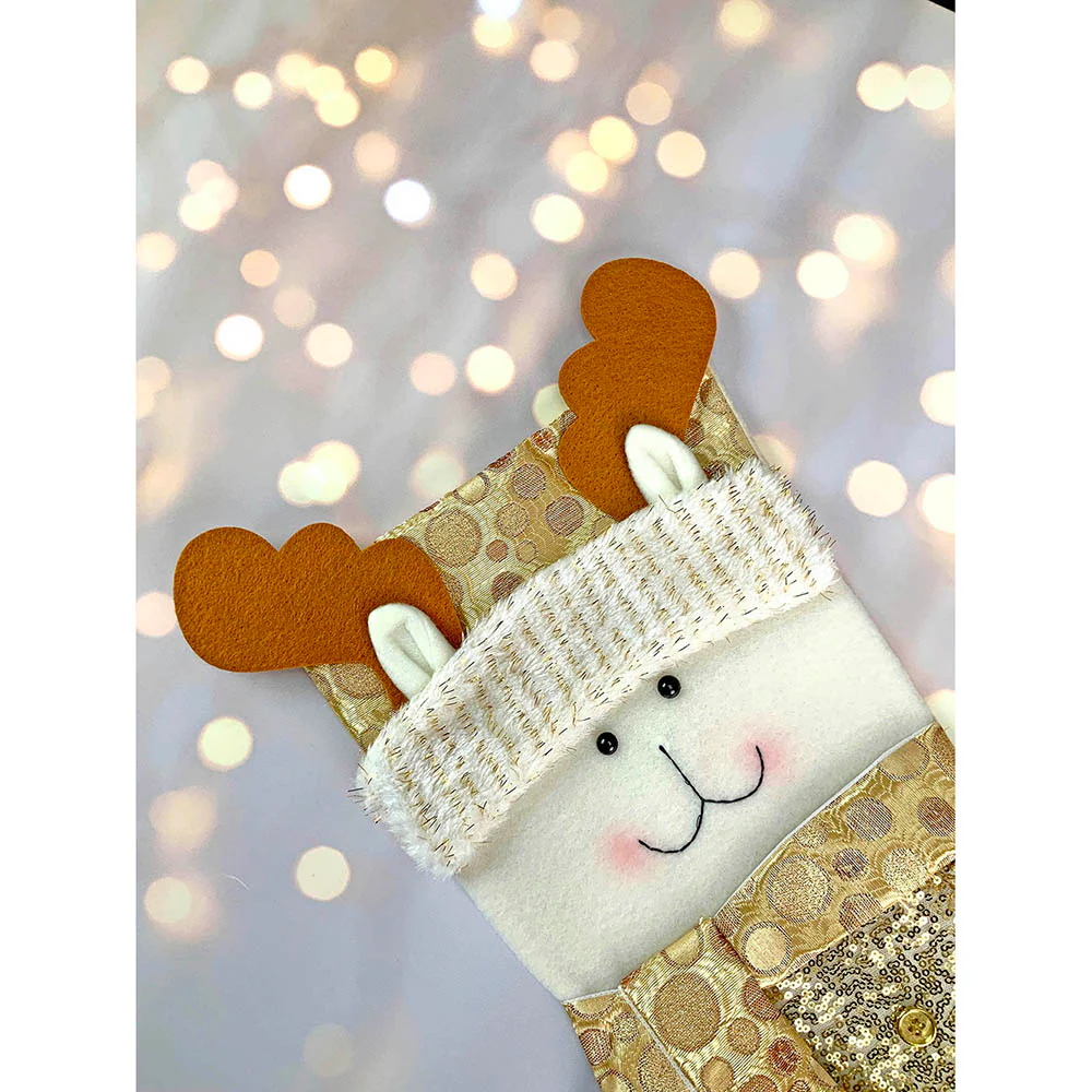 Golden Deer Christmas Stocking, 16 inches - Image 5