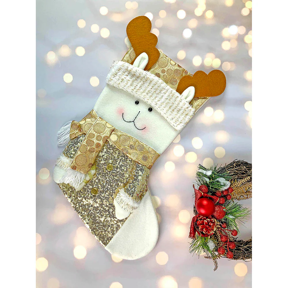 Golden Deer Christmas Stocking, 16 inches - Image 7