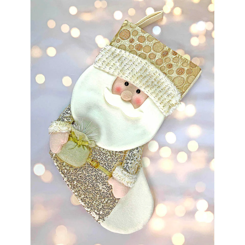 Golden Santa Christmas Stocking, 16 inches - Image 3