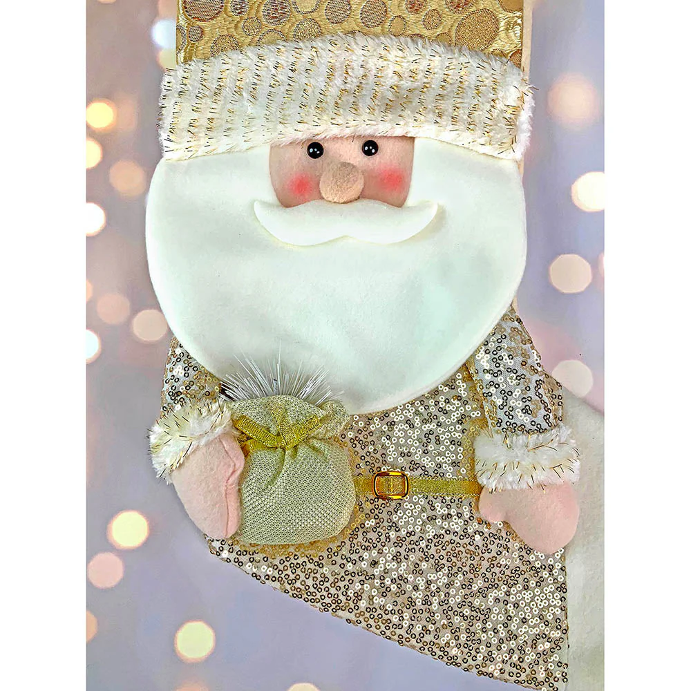 Golden Santa Christmas Stocking, 16 inches - Image 6