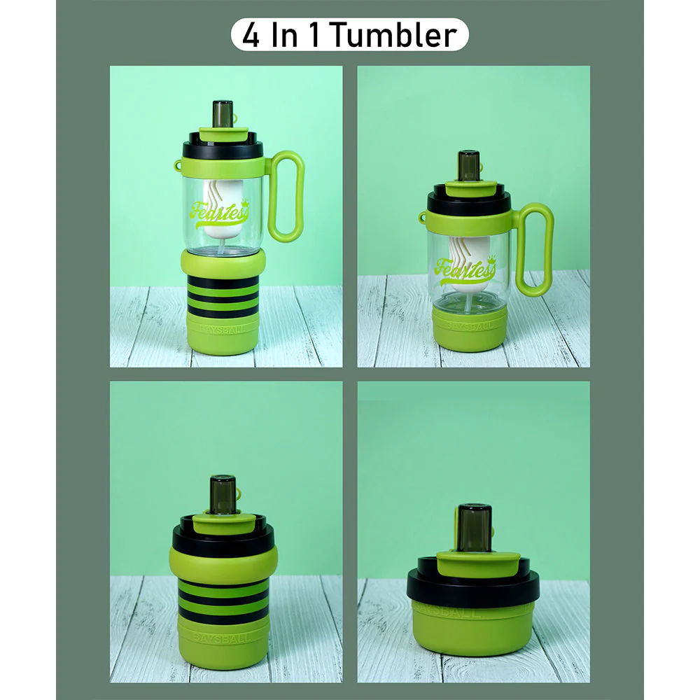Green Black 4 in one Water Bottle, infuser & mini snack box for teens and Adults, 1000ml - Image 5