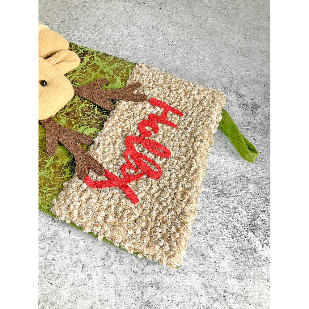 Holly Lettering Reindeer Christmas Stocking, 18 inches - Image 4