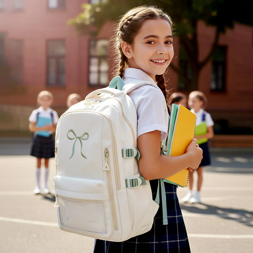 Ivory Bow Multi-Pocket School Backpack for Kids & Teens - Image 2