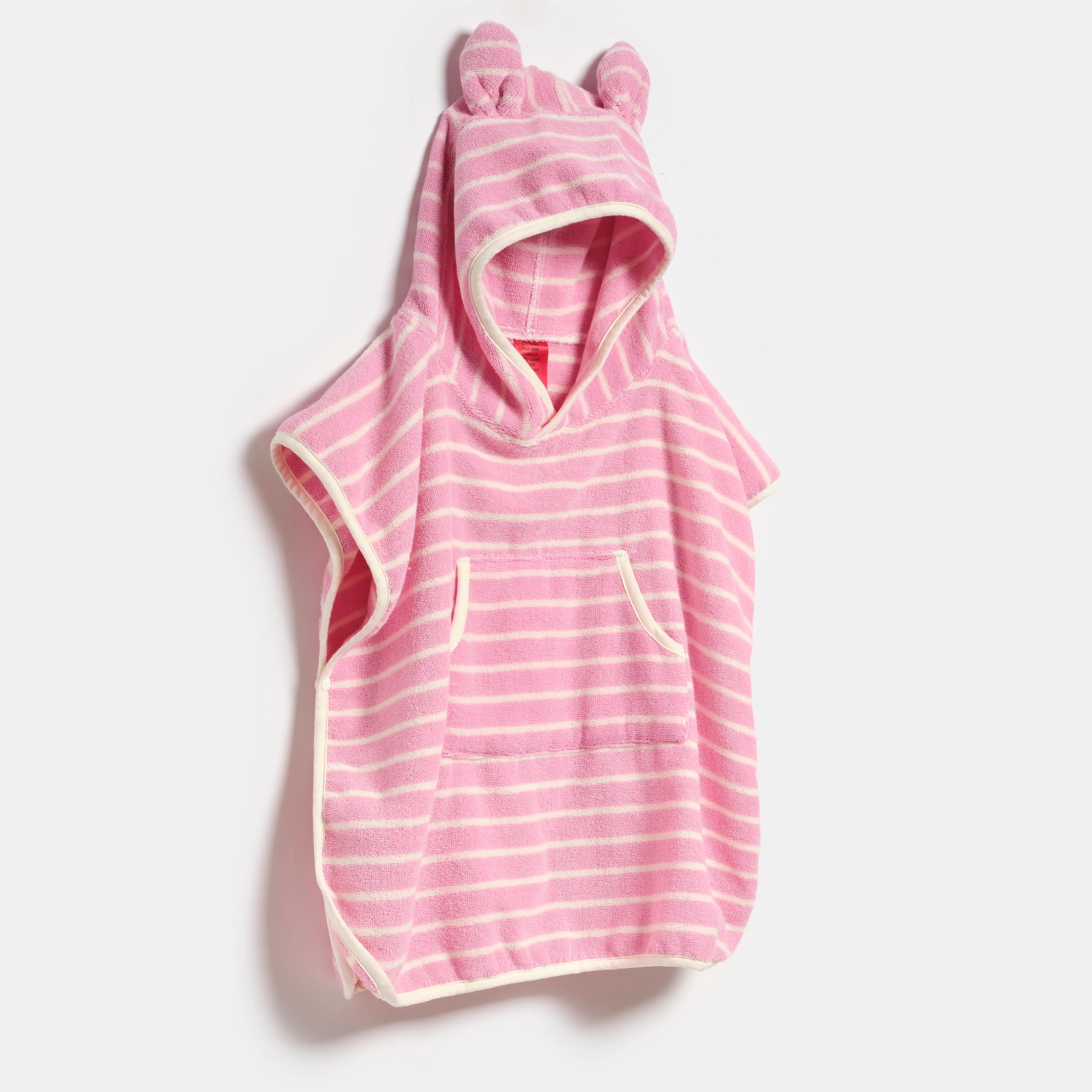 Kids Character Hooded Towel Cotton Candy Pink Stripe - Image 3