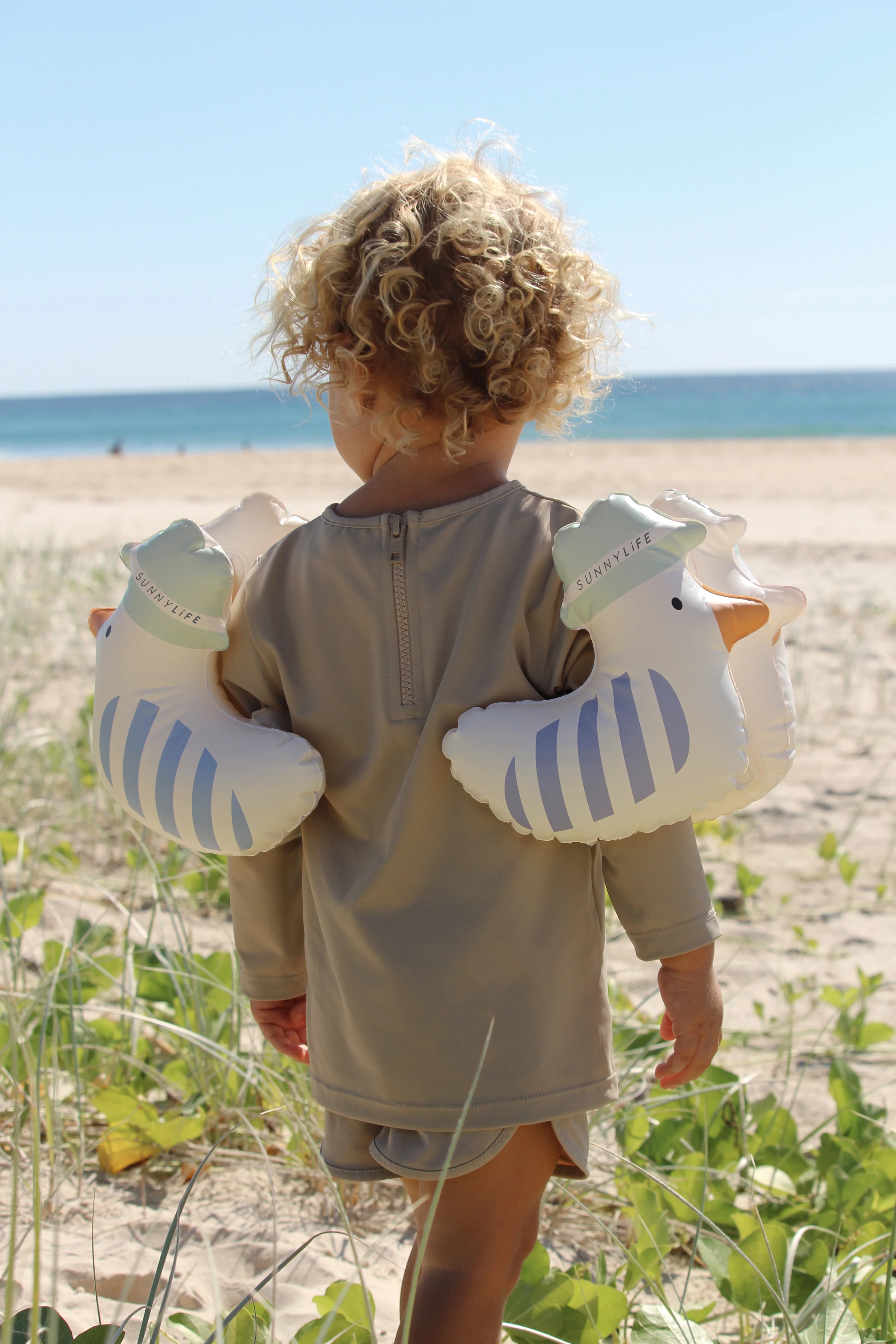 Kids Inflatable Arm Bands Sid the Seagull Blue Stripe - Image 7