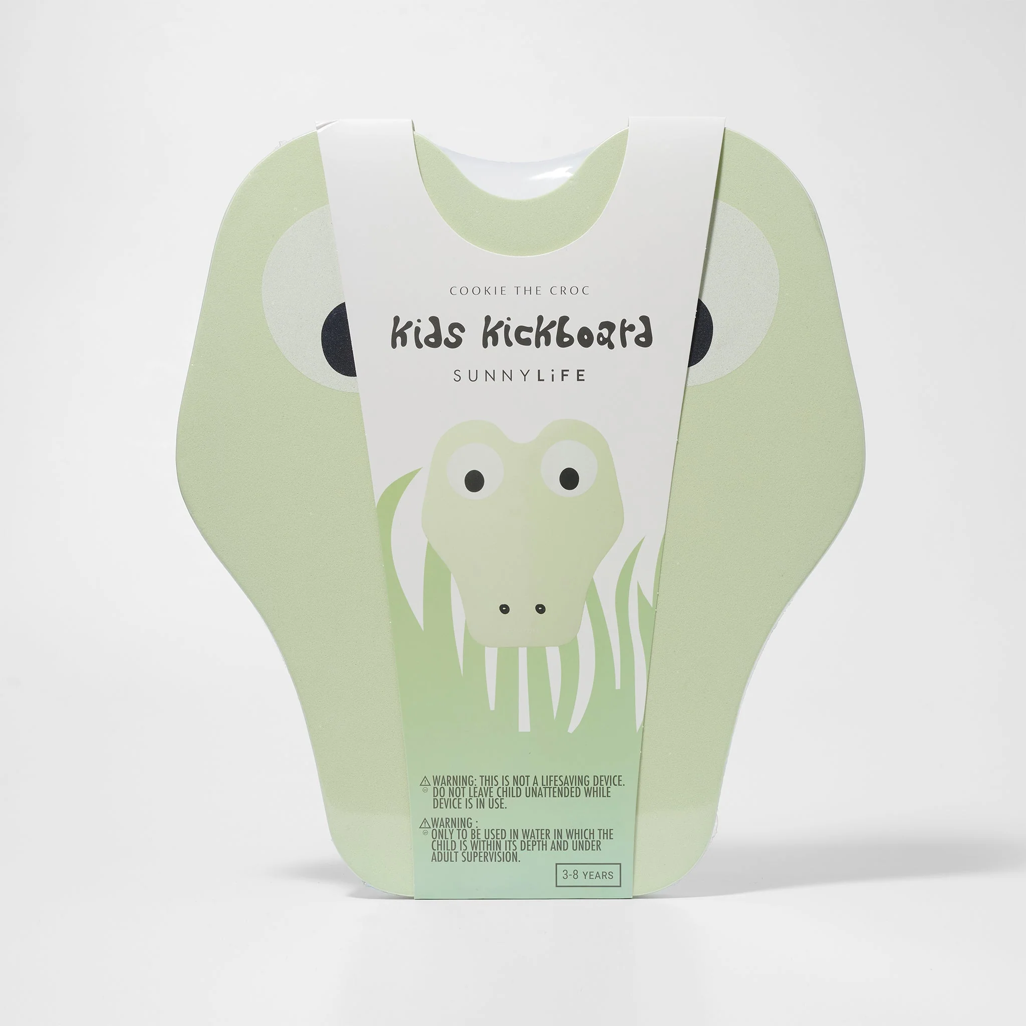 Kids Kickboard Cookie the Croc Light Khaki - Image 4