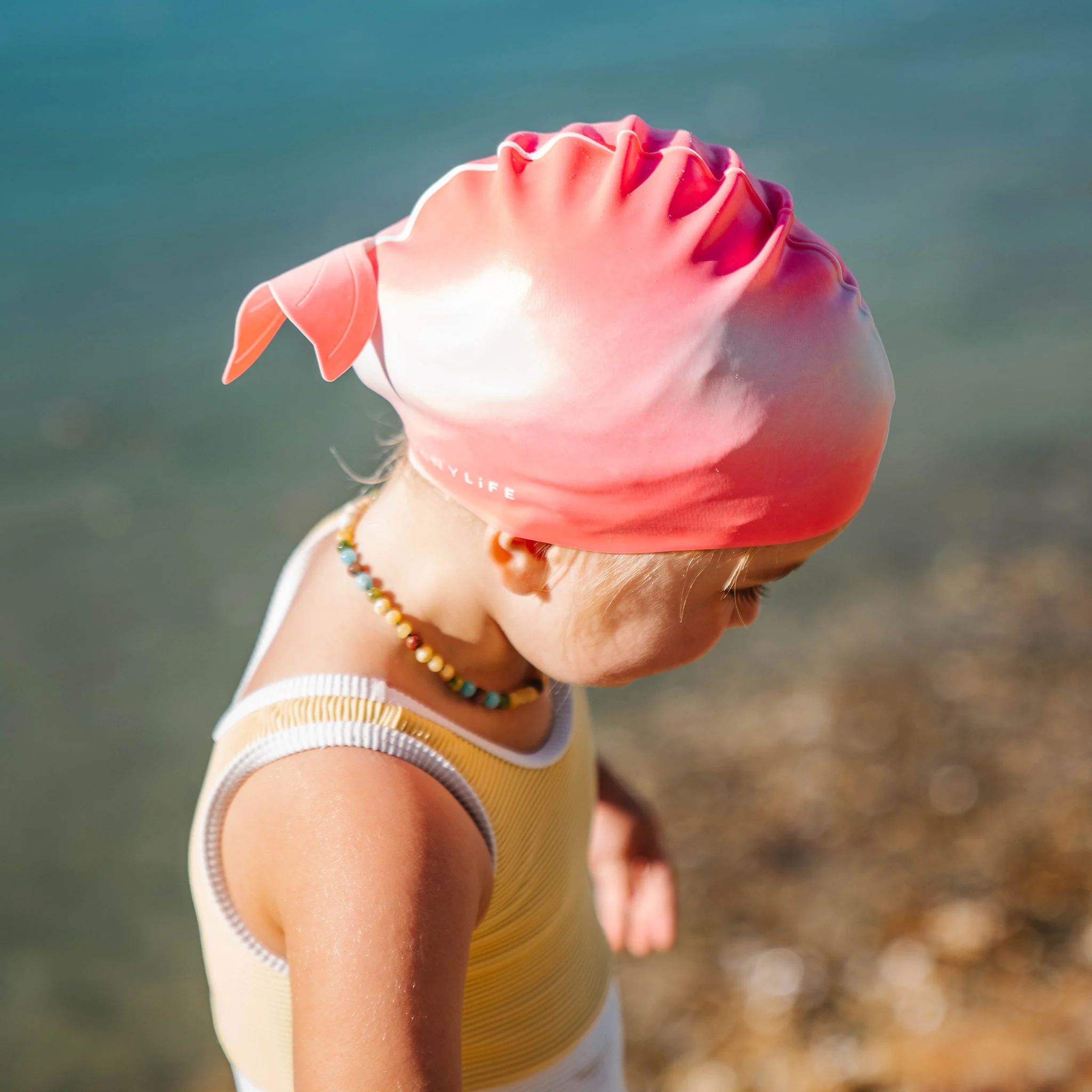 Kids Swimming Cap Melody the Mermaid Pink - Image 2