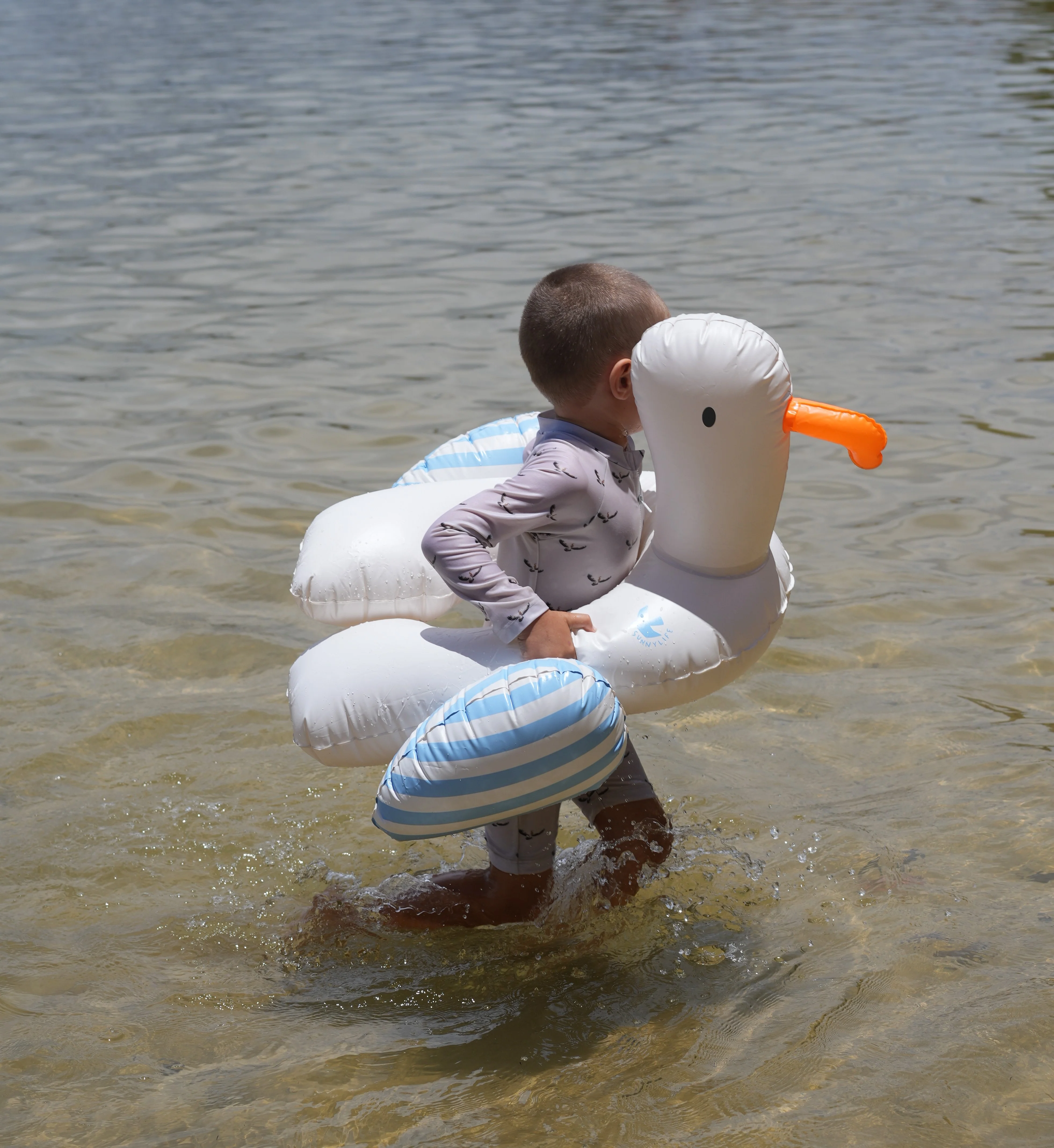 Kids Tube Pool Ring Sid the Seagull Blue Stripe - Image 9