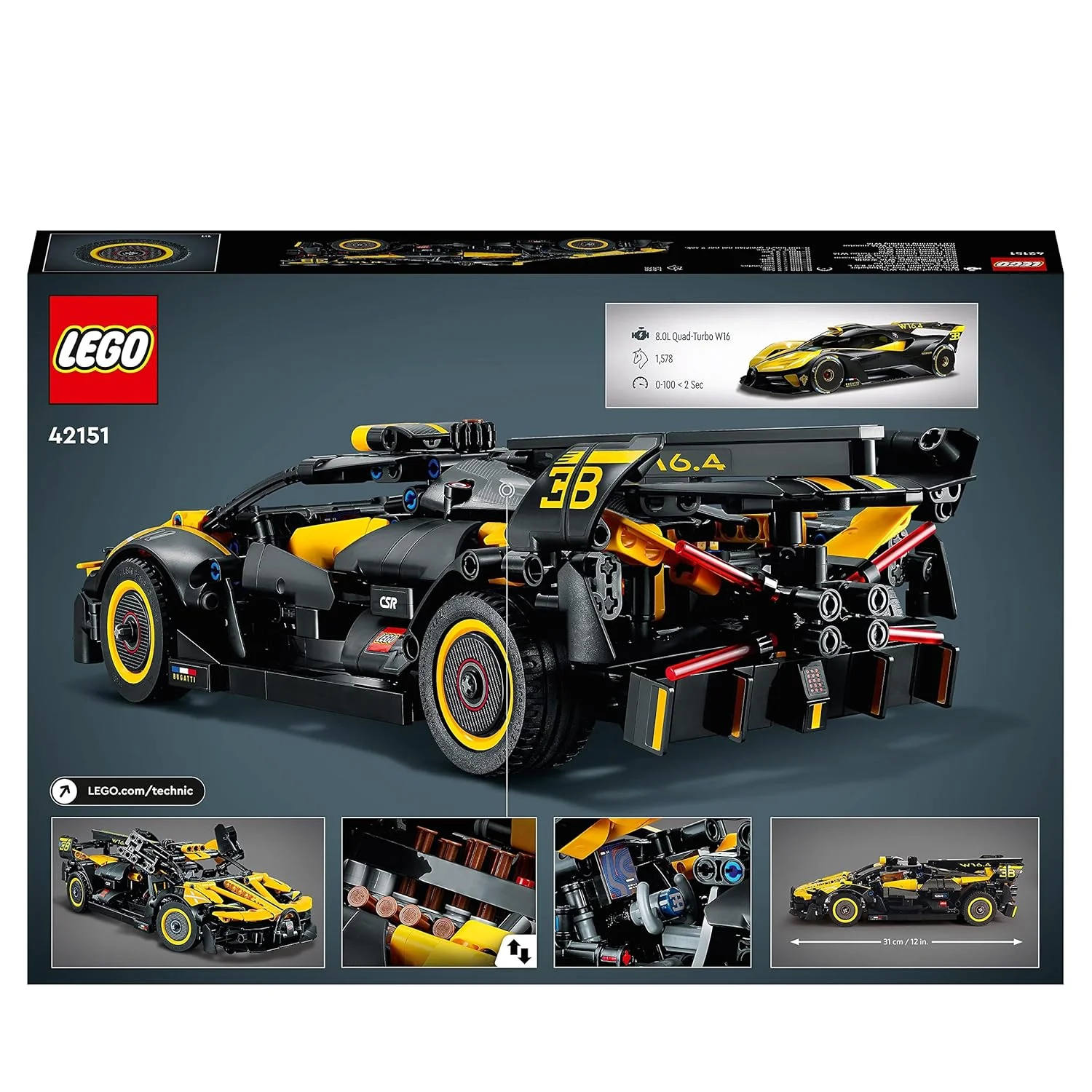 LEGO Technic Bugatti Bolide 42151 Building Toy Set (905 Pcs),Multicolor | 9 Years+ - Image 7
