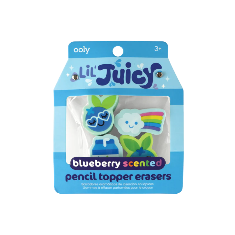 Lil' Juicy Scented Pencil Topper Eraser - Blueberry (set of 4)